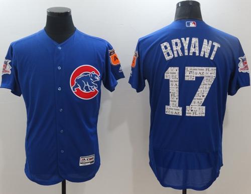 Cubs #17 Kris Bryant Blue Spring Training Authentic Flex Base Stitched MLB Jersey